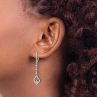 14K White Gold Diamond Leverback Dangle Earrings with Natural Round Diamonds - 0.03 Carat Total Diamond Weight by Monteluci Fine Jewelry
