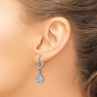 14K White Gold Diamond Leverback Drop Earrings with Square and Round Diamonds - 0.04 Carat Total Diamond Weight by Monteluci Fine Jewelry