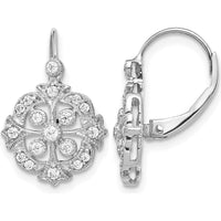 14K White Gold Diamond Leverback Earrings with 18 Round Natural Diamonds - 0.04 Carat Total Diamond Weight by Monteluci Fine Jewelry