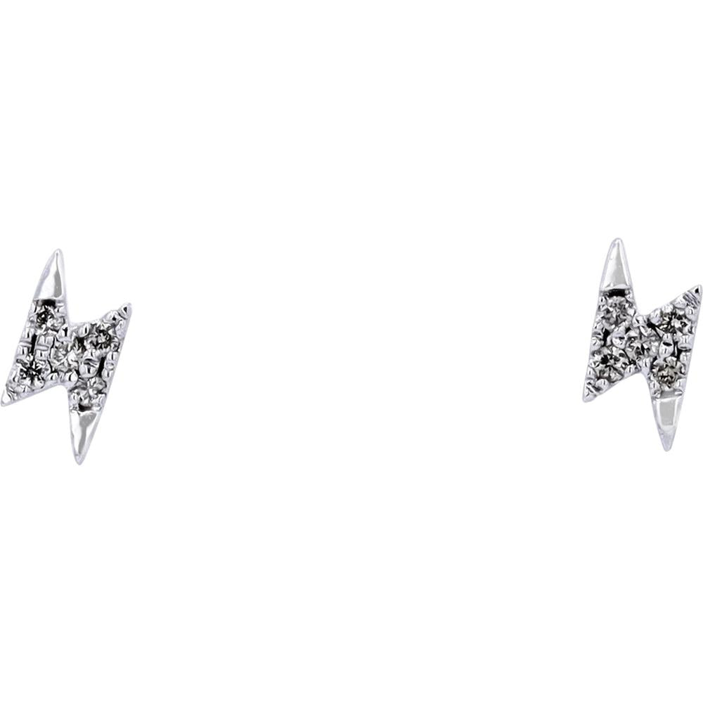 14K White Gold Diamond Lightning Bolt Stud Earrings - 0.05 Carat Total Diamond Weight