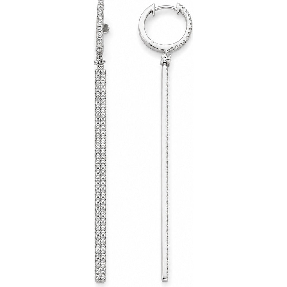 14K White Gold Diamond Linear Drop Earrings with Hinged Hoop Tops - 1.62 Carat Total Diamond Weight by Auriventus