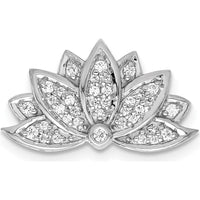 14K White Gold Diamond Lotus Flower Slide Pendant with 1/5 Carat Natural Diamonds by Monteluci Fine Jewelry