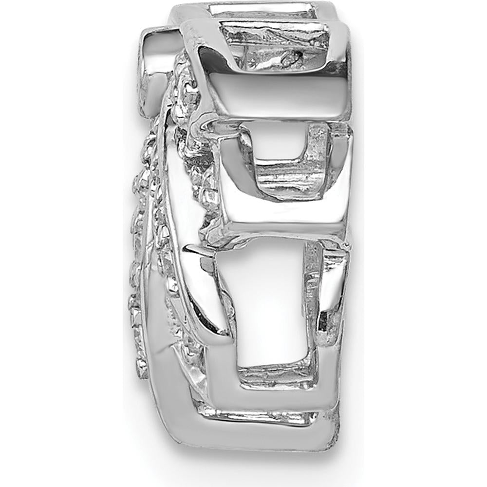 14K White Gold Diamond Lotus Flower Slide Pendant with 1/5 Carat Natural Diamonds by Monteluci Fine Jewelry