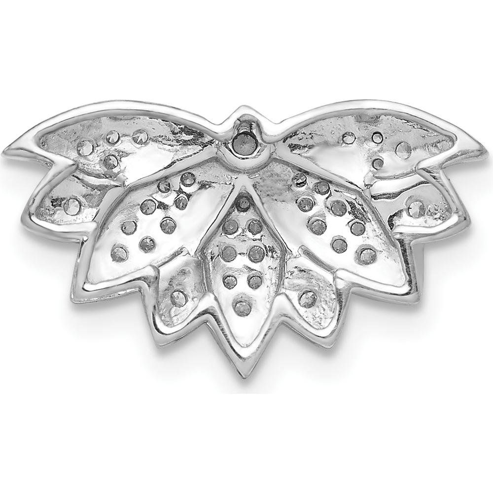 14K White Gold Diamond Lotus Flower Slide Pendant with 1/5 Carat Natural Diamonds by Monteluci Fine Jewelry