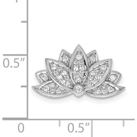 14K White Gold Diamond Lotus Flower Slide Pendant with 1/5 Carat Natural Diamonds by Monteluci Fine Jewelry