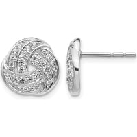 14K White Gold Diamond Love Knot Earrings - 0.036 Carats Total Diamond Weight by Monteluci Fine Jewelry
