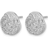 14K White Gold Diamond Love Knot Earrings - 0.036 Carats Total Diamond Weight by Monteluci Fine Jewelry