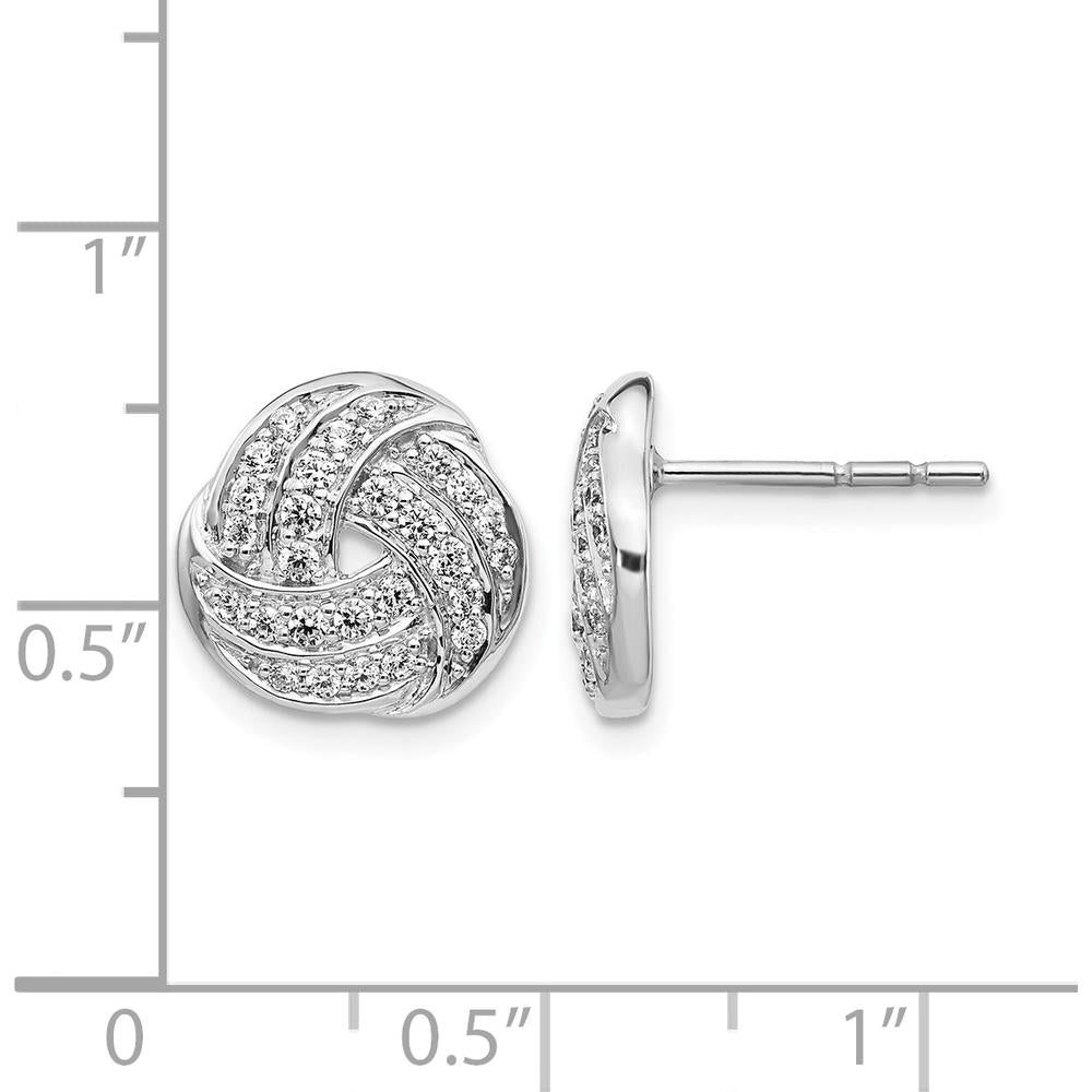 14K White Gold Diamond Love Knot Earrings - 0.036 Carats Total Diamond Weight by Monteluci Fine Jewelry