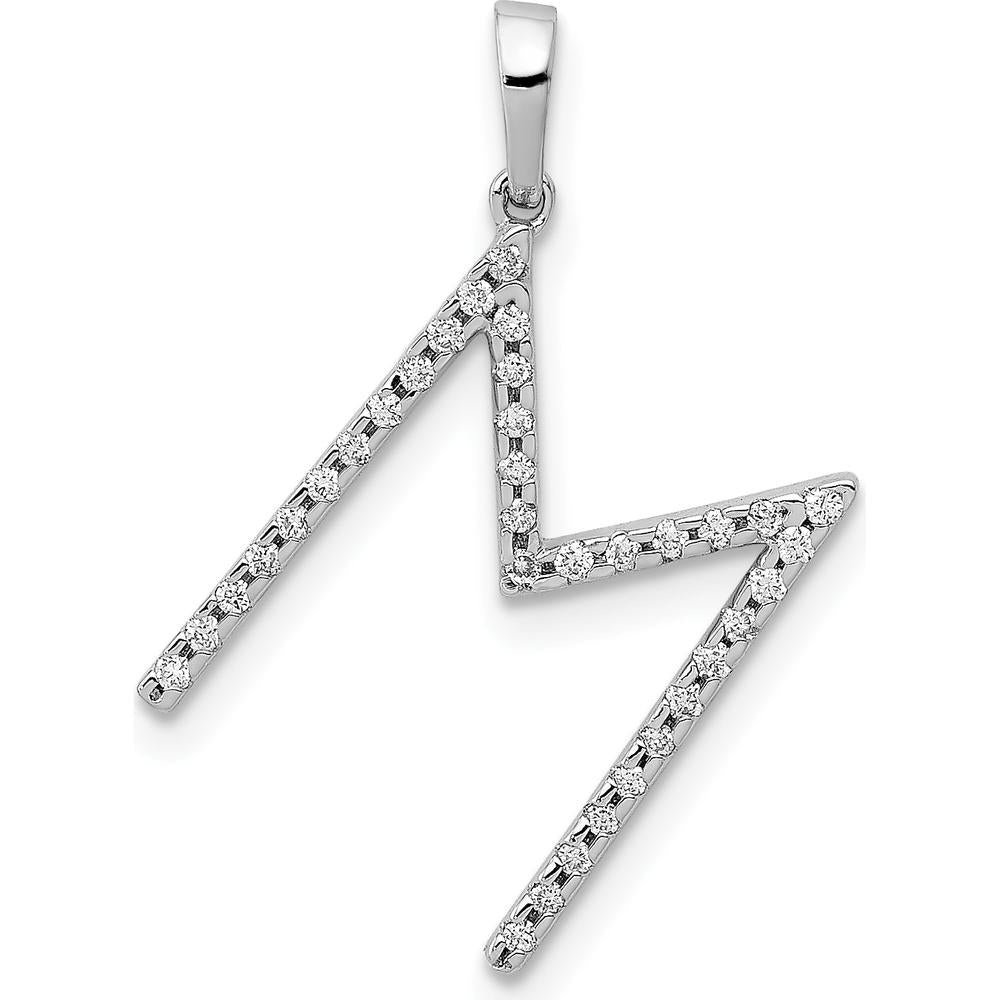 14K White Gold Diamond "M" Initial Pendant - 0.003 Carat Total Diamond Weight by Monteluci Fine Jewelry