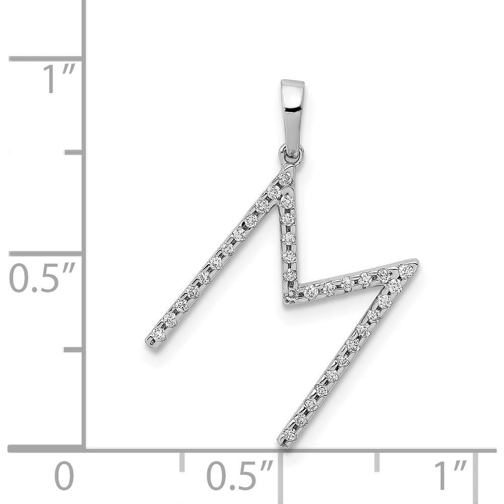 14K White Gold Diamond "M" Initial Pendant - 0.003 Carat Total Diamond Weight by Monteluci Fine Jewelry