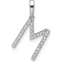 14K White Gold Diamond "M" Initial Pendant - 0.15 Carat Total Diamond Weight by Oro Pregiato