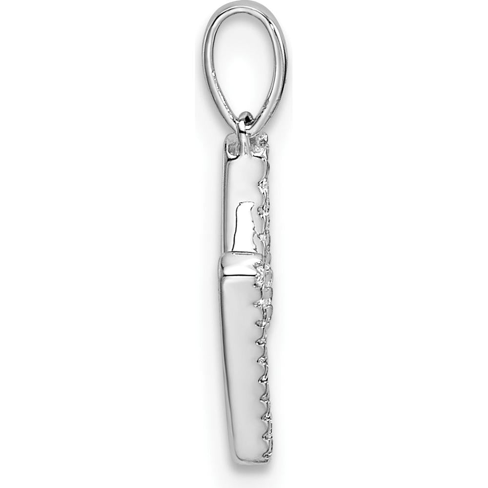 14K White Gold Diamond "M" Initial Pendant - 0.15 Carat Total Diamond Weight by Oro Pregiato