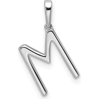 14K White Gold Diamond "M" Initial Pendant - 0.15 Carat Total Diamond Weight by Oro Pregiato
