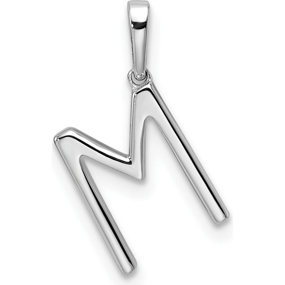 14K White Gold Diamond "M" Initial Pendant - 0.15 Carat Total Diamond Weight by Oro Pregiato