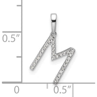 14K White Gold Diamond "M" Initial Pendant - 0.15 Carat Total Diamond Weight by Oro Pregiato