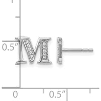 14K White Gold Diamond "M" Initial Stud Earrings - 0.07 Carats Total Diamond Weight by Monteluci Fine Jewelry