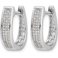 14K White Gold Diamond Medium Hinged Oval Hoop Earrings - 0.0076 Carat Total Diamond Weight by Monteluci Fine Jewelry