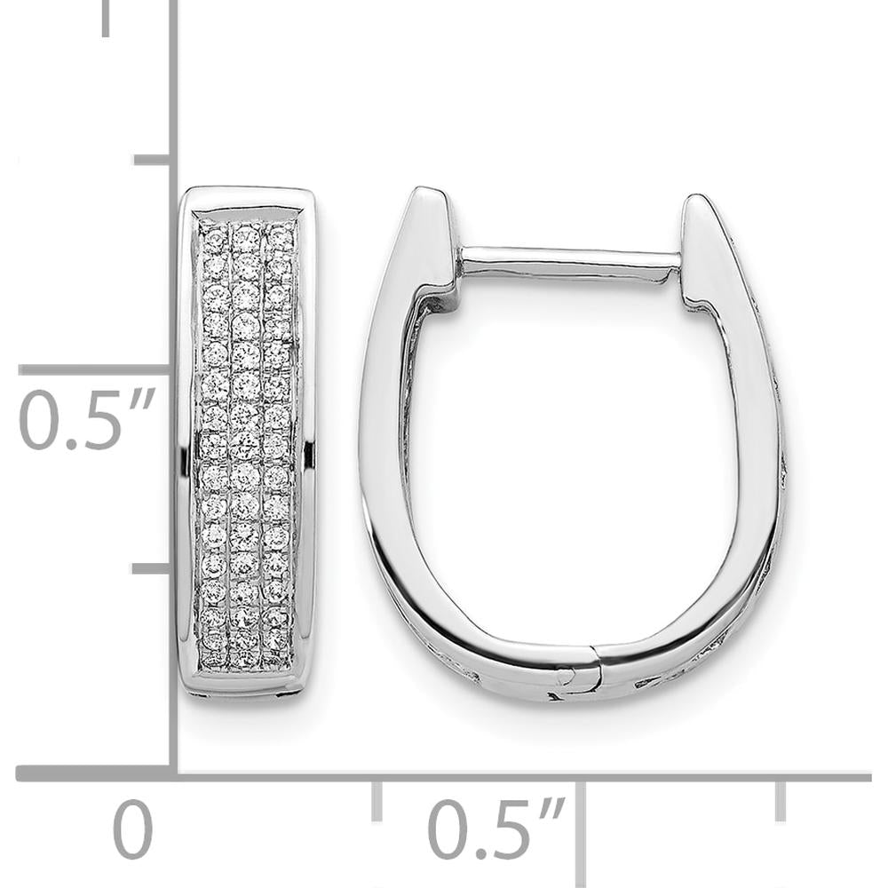 14K White Gold Diamond Medium Hinged Oval Hoop Earrings - 0.0076 Carat Total Diamond Weight by Monteluci Fine Jewelry