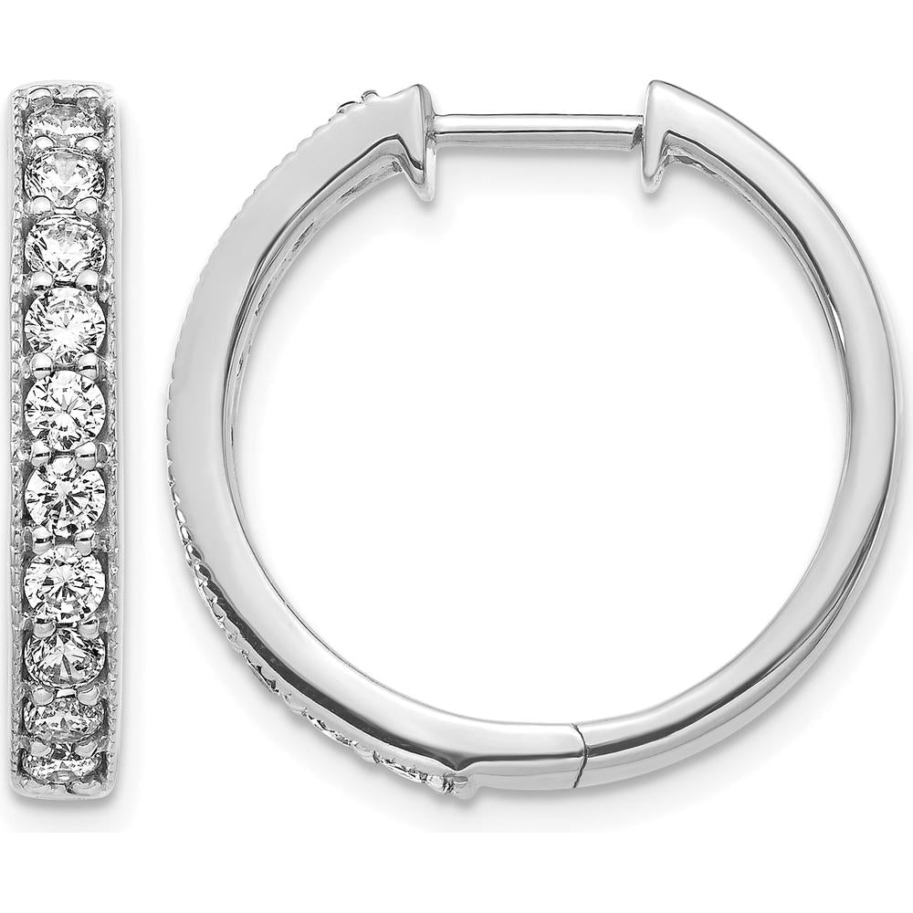 14K White Gold Diamond Milgrain Hinged Hoop Earrings - 0.05 Carat Total Diamond Weight by Monteluci Fine Jewelry