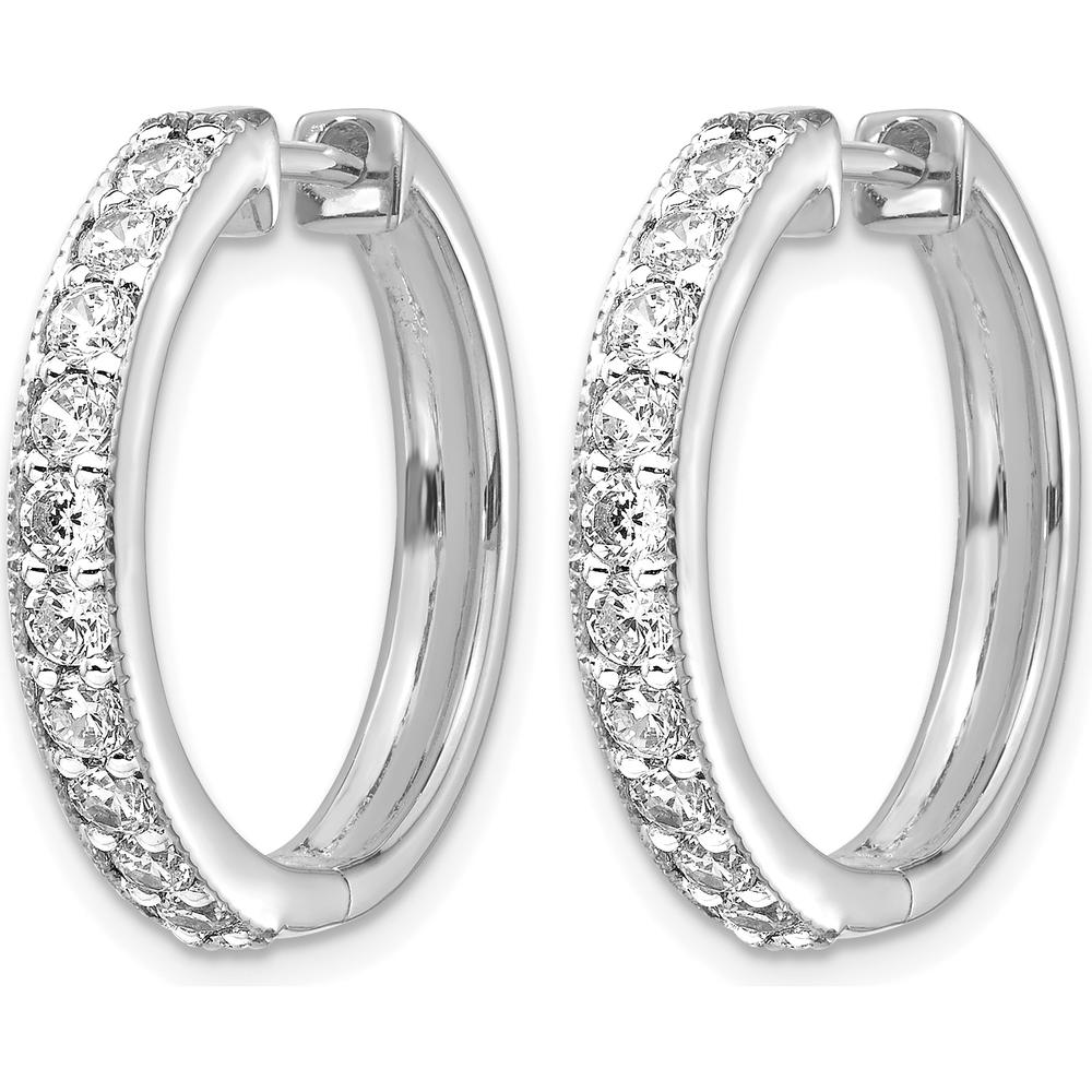 14K White Gold Diamond Milgrain Hinged Hoop Earrings - 0.05 Carat Total Diamond Weight by Monteluci Fine Jewelry