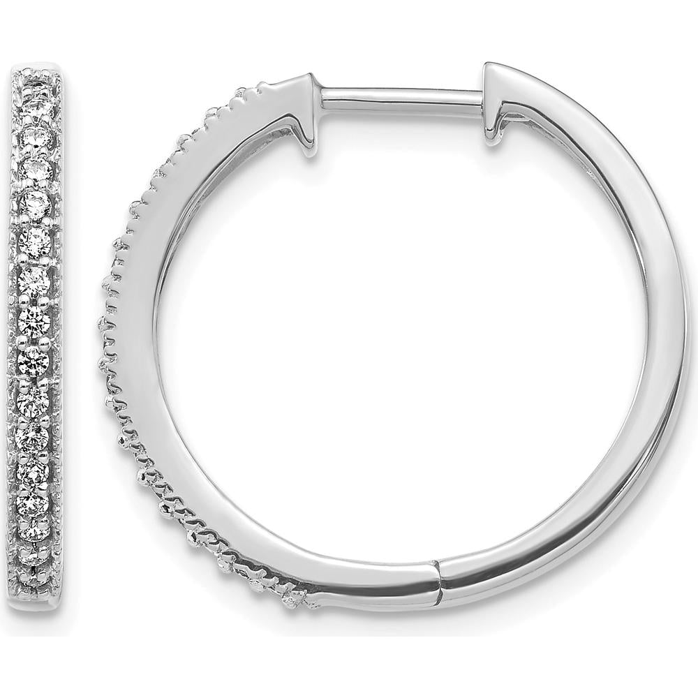 14K White Gold Diamond Milgrain Hinged Hoop Earrings - 0.256 Carat Total Diamond Weight by Monteluci Fine Jewelry