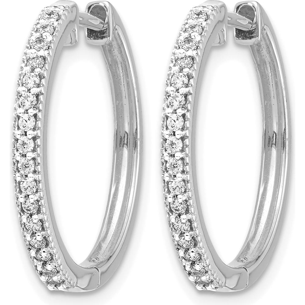14K White Gold Diamond Milgrain Hinged Hoop Earrings - 0.256 Carat Total Diamond Weight by Monteluci Fine Jewelry