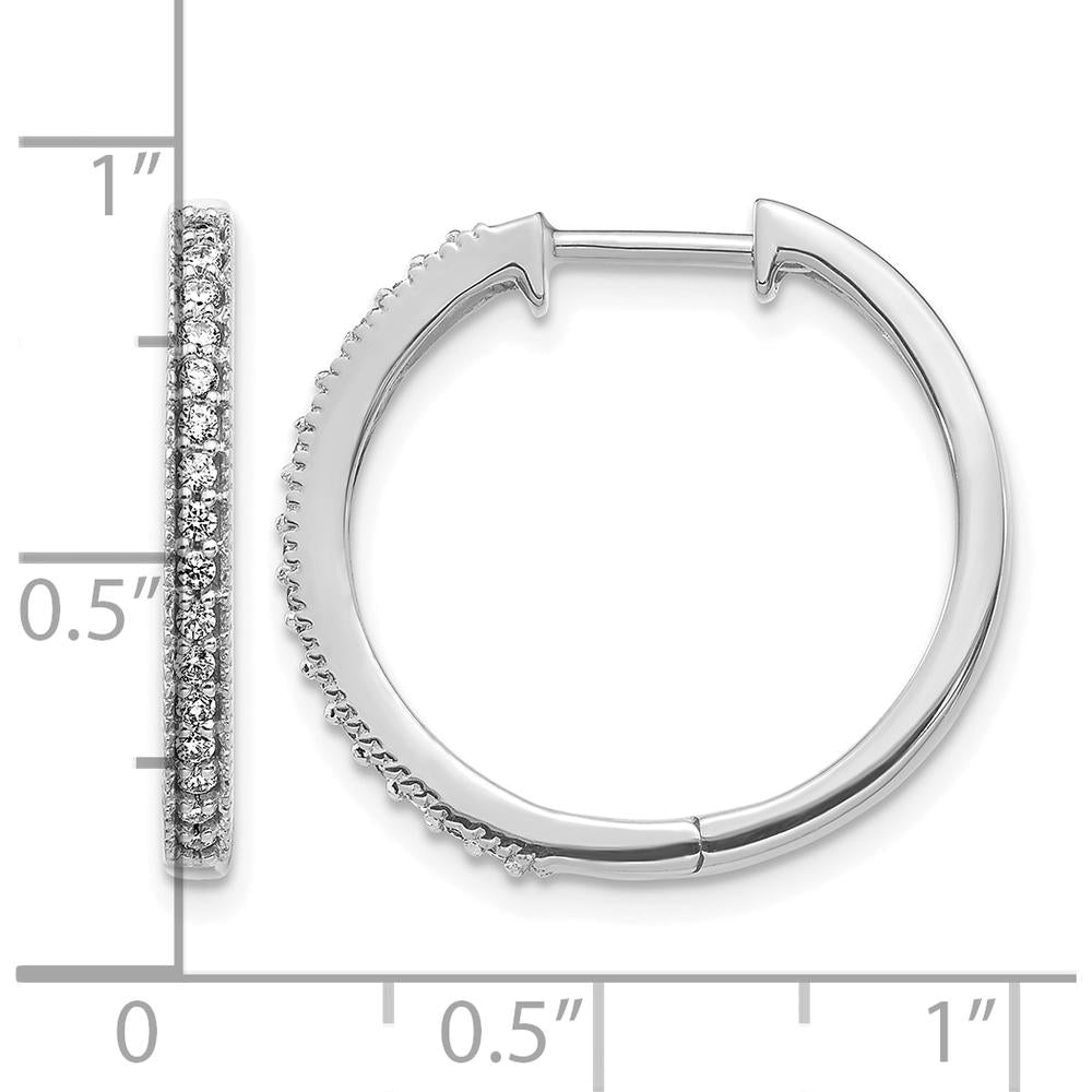 14K White Gold Diamond Milgrain Hinged Hoop Earrings - 0.256 Carat Total Diamond Weight by Monteluci Fine Jewelry