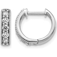 14K White Gold Diamond Milgrain Hinged Huggie Earrings - 0.347 Carat Total Diamond Weight by Monteluci Fine Jewelry