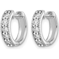 14K White Gold Diamond Milgrain Hinged Huggie Earrings - 0.347 Carat Total Diamond Weight by Monteluci Fine Jewelry