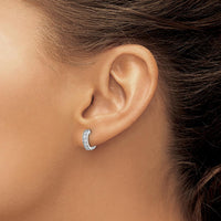14K White Gold Diamond Milgrain Hinged Huggie Earrings - 0.347 Carat Total Diamond Weight by Monteluci Fine Jewelry
