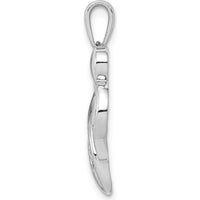 14K White Gold Diamond MOM Heart Pendant with 3 Round Diamonds - 0.006 Carat Total Diamond Weight by Monteluci Fine Jewelry