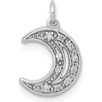 14K White Gold Diamond Moon Charm with 10 Round Diamonds - 0.05 Carat Total Diamond Weight by Monteluci Fine Jewelry