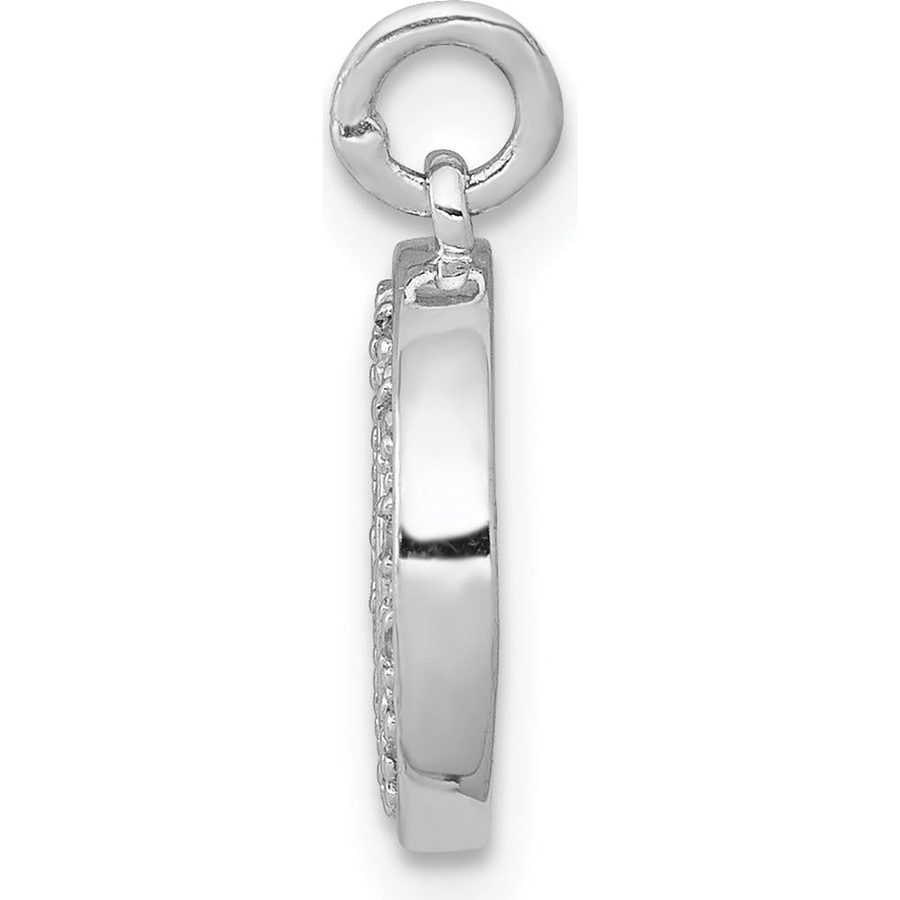 14K White Gold Diamond Moon Charm with 10 Round Diamonds - 0.05 Carat Total Diamond Weight by Monteluci Fine Jewelry