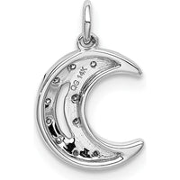 14K White Gold Diamond Moon Charm with 10 Round Diamonds - 0.05 Carat Total Diamond Weight by Monteluci Fine Jewelry