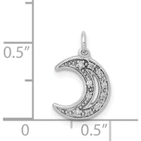 14K White Gold Diamond Moon Charm with 10 Round Diamonds - 0.05 Carat Total Diamond Weight by Monteluci Fine Jewelry