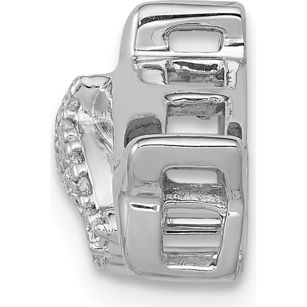 14K White Gold Diamond Mother and Baby Dolphins Chain Slide - 0.017 Carat Total Diamond Weight by Monteluci Fine Jewelry
