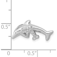 14K White Gold Diamond Mother and Baby Dolphins Chain Slide - 0.017 Carat Total Diamond Weight by Monteluci Fine Jewelry