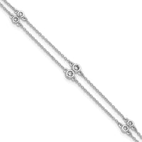 14K White Gold Diamond Multi-Station Double Strand 7" Bracelet with Round Diamonds - 0.242 Carat Total Diamond Weight by Oro Pregiato