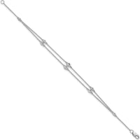 14K White Gold Diamond Multi-Station Double Strand 7" Bracelet with Round Diamonds - 0.242 Carat Total Diamond Weight by Oro Pregiato