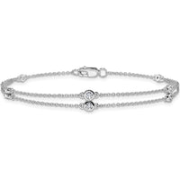 14K White Gold Diamond Multi-Station Double Strand 7" Bracelet with Round Diamonds - 0.242 Carat Total Diamond Weight by Oro Pregiato