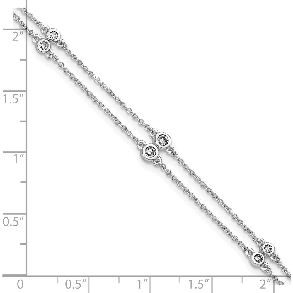14K White Gold Diamond Multi-Station Double Strand 7" Bracelet with Round Diamonds - 0.242 Carat Total Diamond Weight by Oro Pregiato