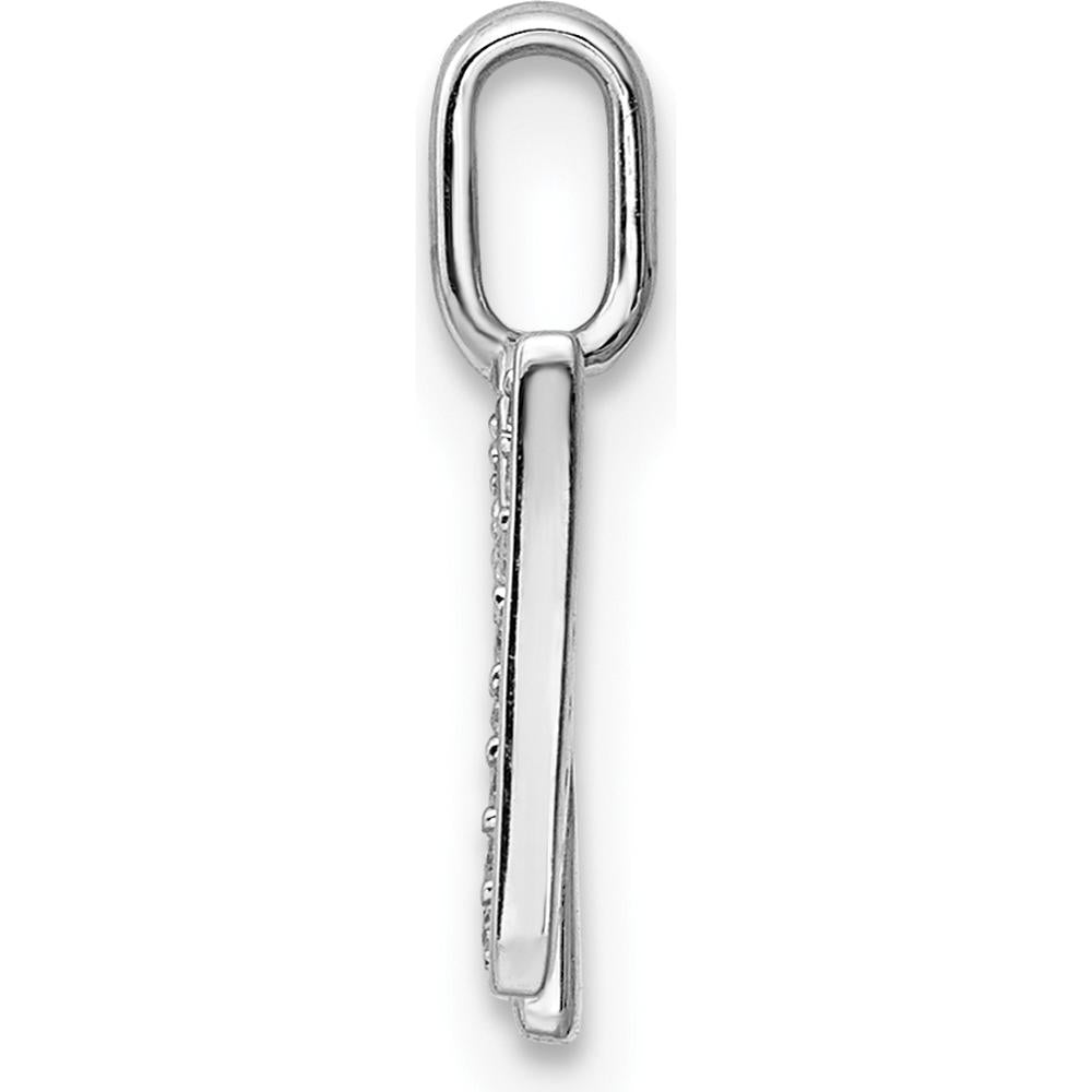 14K White Gold Diamond "N" Initial Pendant with Pave-Set Diamonds by Oro Pregiato