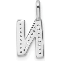14K White Gold Diamond "N" Initial Pendant with Pave-Set Diamonds by Oro Pregiato