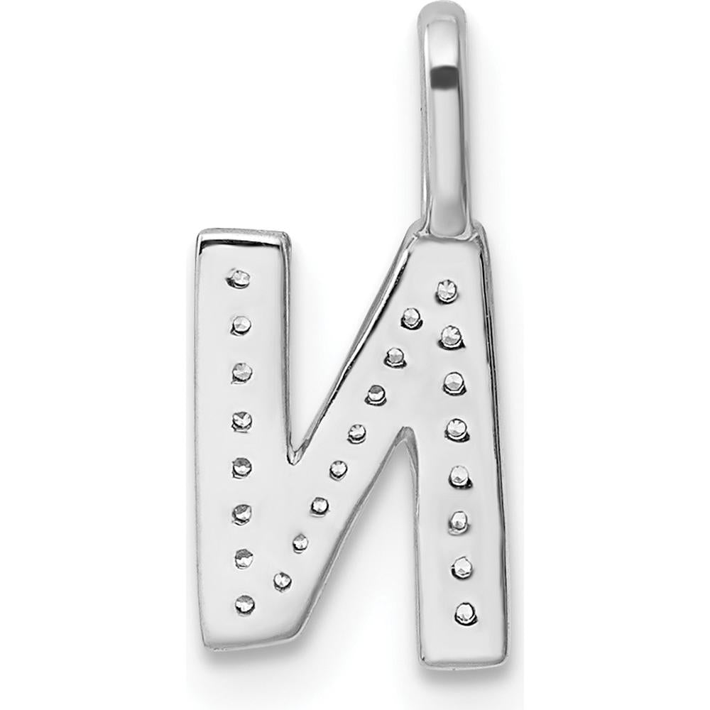 14K White Gold Diamond "N" Initial Pendant with Pave-Set Diamonds by Oro Pregiato