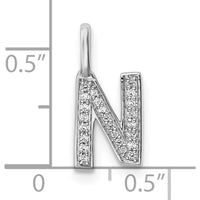14K White Gold Diamond "N" Initial Pendant with Pave-Set Diamonds by Oro Pregiato