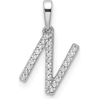 14K White Gold Diamond "N" Initial Pendant with Round Diamonds - Personalized Luxury Necklace by Oro Pregiato