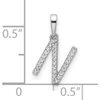 14K White Gold Diamond "N" Initial Pendant with Round Diamonds - Personalized Luxury Necklace by Oro Pregiato