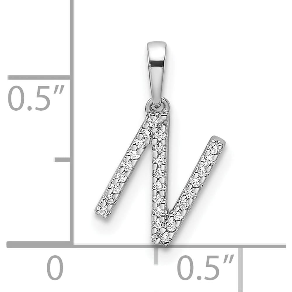14K White Gold Diamond "N" Initial Pendant with Round Diamonds - Personalized Luxury Necklace by Oro Pregiato