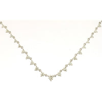14K White Gold Diamond Necklace with Diamond Cluster Design - 1.00 Carats Total Diamond Weight