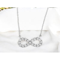 14K White Gold Diamond Necklace with Infinity Pendant - 0.15 Carats Total Diamond Weight